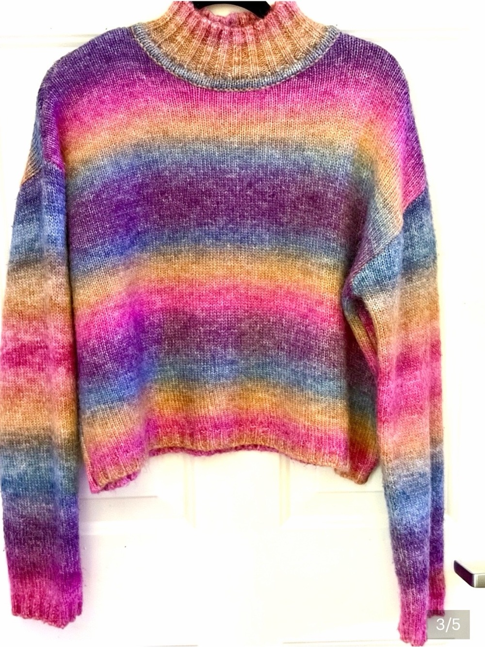 Z Supply Multicolor Stripe Turtleneck Sweater — Pink, Purple, Blue, Gold